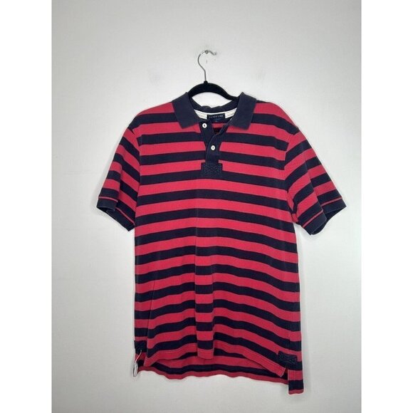 Lands' End Polo Shirt Men's Blue Red Striped Short Sleeves Size XL 46/48 - Picture 1 of 9